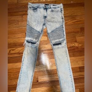 Mens Light Blue Ripped Biker Pacsun Jeans size 32x32